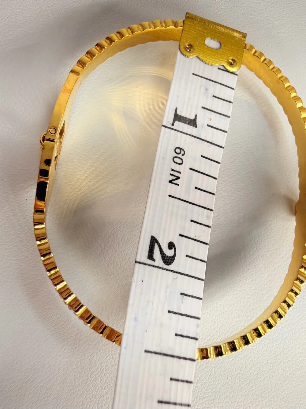 Stainless steel Gold Bangle Bracelet with White Mother-of-Pearl Clover Accent